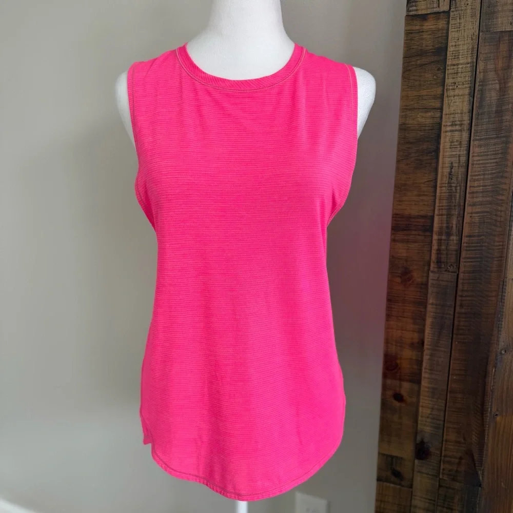 Lululemon In A Cinch Tank Top Heathered‎ Neon Pink Womens Size 4